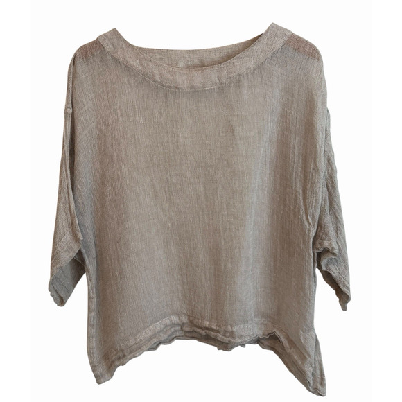 J. Jill Pure Linen Top Size Small Boxy Open Knit Lagenlook Coastal Relaxed Layer - Picture 1 of 9